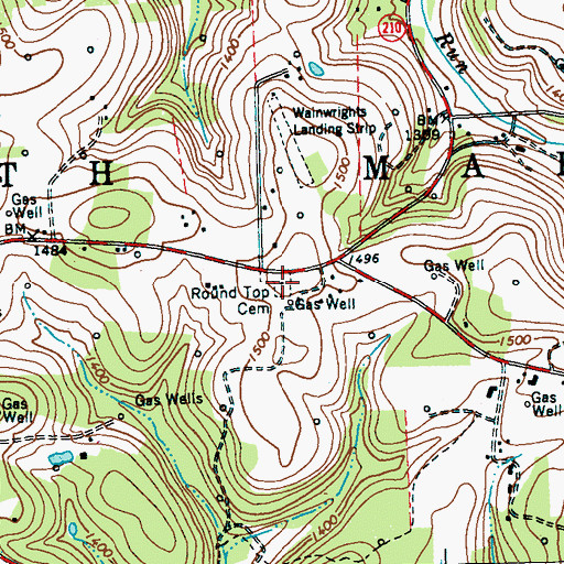 Topographic Map of Round Top Cemetery, PA