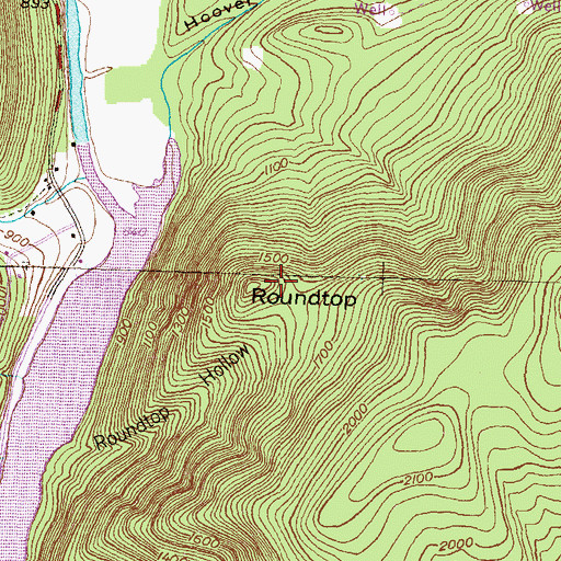 Topographic Map of Roundtop, PA
