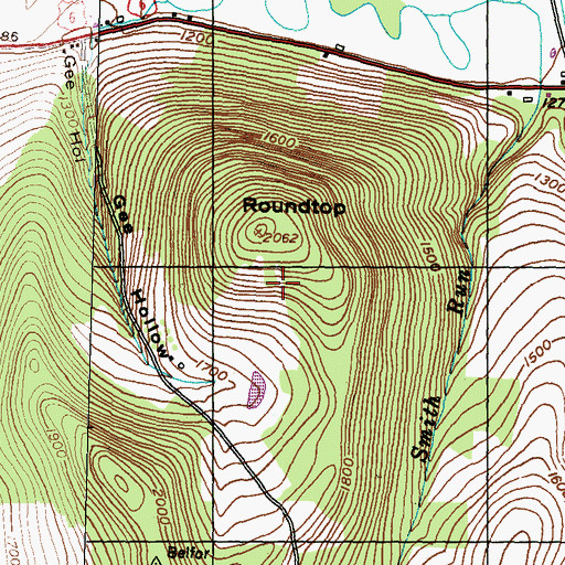 Topographic Map of Roundtop, PA