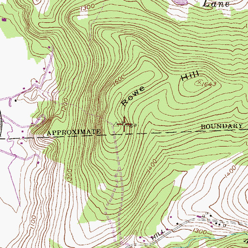 Topographic Map of Rowe Hill, PA