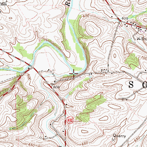 Topographic Map of Rowe Run, PA