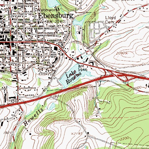 Topographic Map of Lake Rowena, PA
