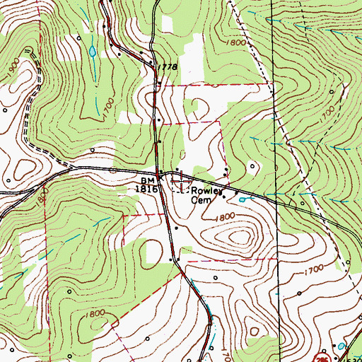 Topographic Map of Rowley Cemetery, PA