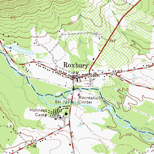 Topographic Map of Roxbury, PA