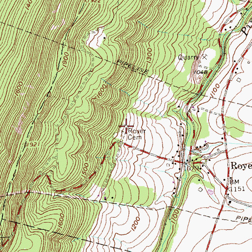 Topographic Map of Royer Cemetery, PA
