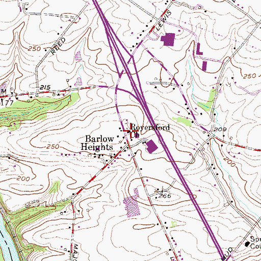 Topographic Map of Royersford Church, PA