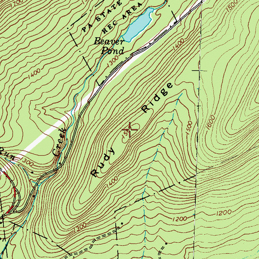 Topographic Map of Rudy Ridge, PA