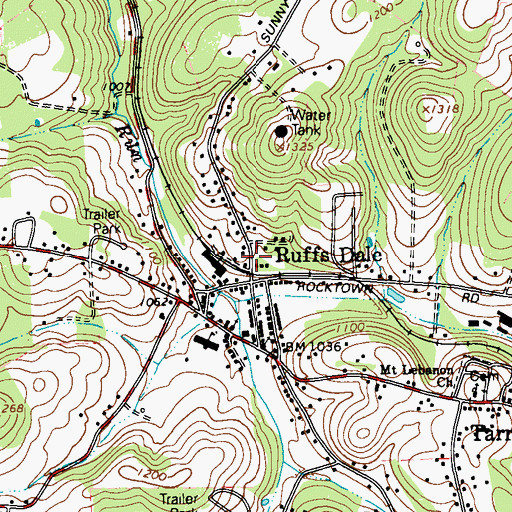 Topographic Map of Ruffs Dale, PA