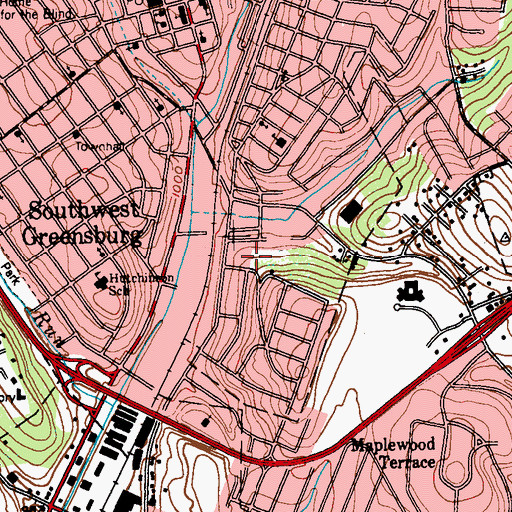 Topographic Map of Rughton School, PA