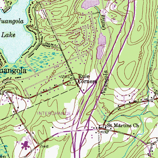 Topographic Map of Rule Corners, PA