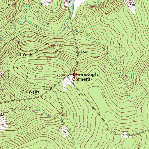Topographic Map of Rumbaugh Corners, PA