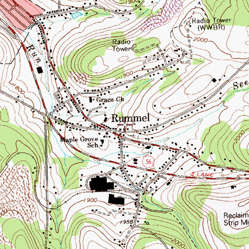 Topographic Map of Rummel, PA