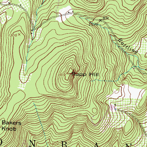 Topographic Map of Rupp Hill, PA