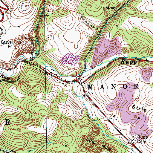 Topographic Map of Rupp Run, PA