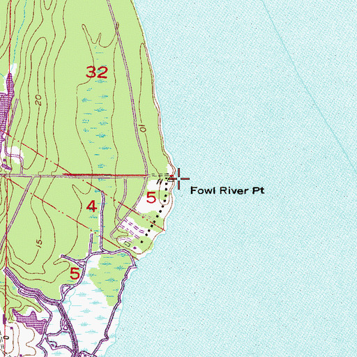 Topographic Map of Fowl River Point, AL