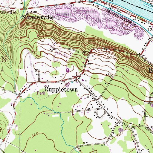 Topographic Map of Ruppletown, PA