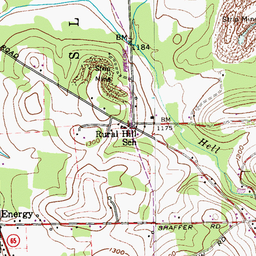Topographic Map of Rural Hill School, PA