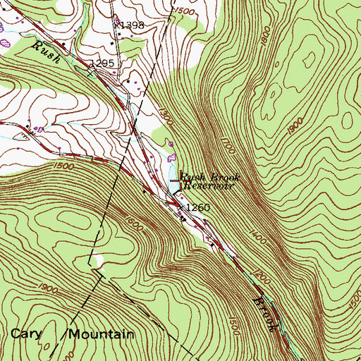 Topographic Map of Rush Brook Reservoir, PA