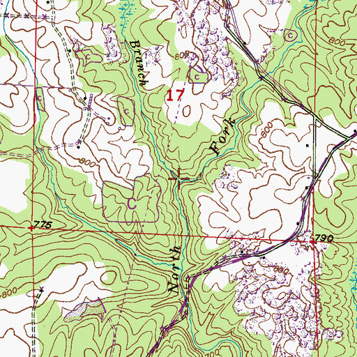 Topographic Map of Fowler Branch, AL