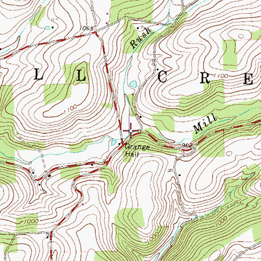 Topographic Map of Rush Run, PA