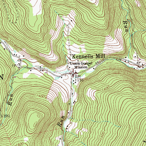 Topographic Map of Rush Run, PA