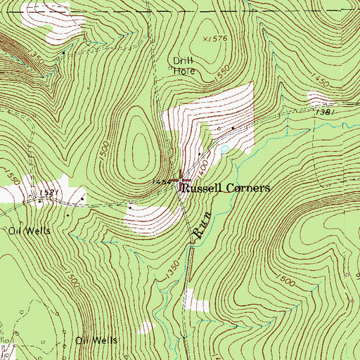 Topographic Map of Russell Corners, PA