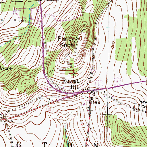 Topographic Map of Russell Hill, PA