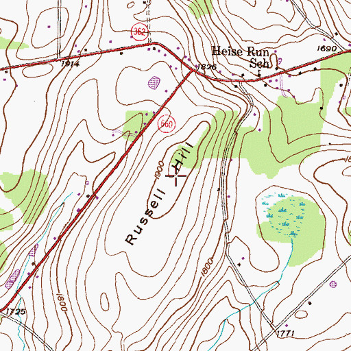 Topographic Map of Russell Hill, PA