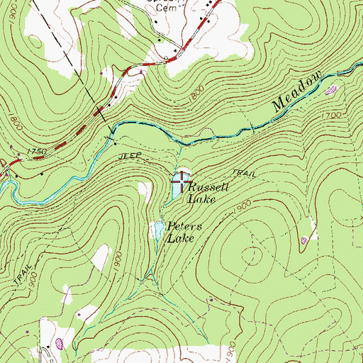 Topographic Map of Russell Lake, PA