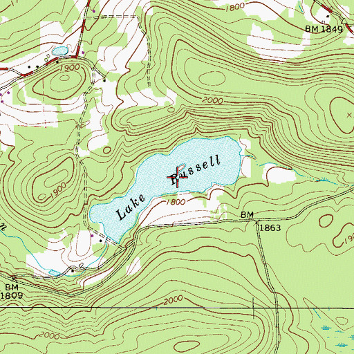 Topographic Map of Lake Russell, PA