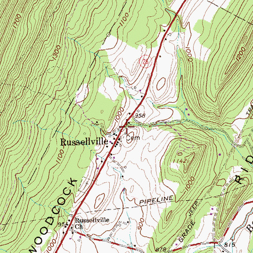 Topographic Map of Russellville, PA