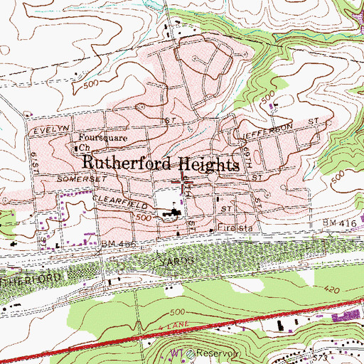 Topographic Map of Rutherford Heights, PA