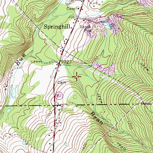 Topographic Map of Ryan Hollow, PA