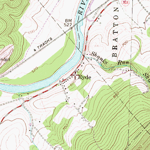 Topographic Map of Ryde, PA
