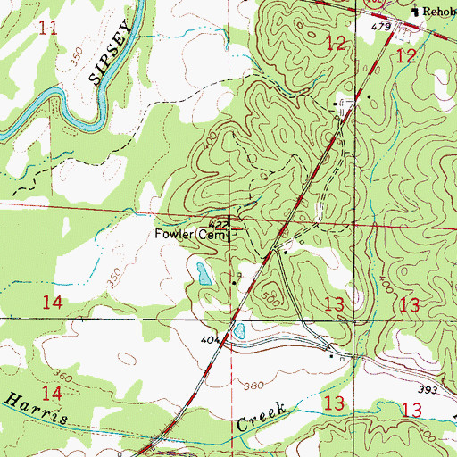 Topographic Map of Fowler Cemetery, AL