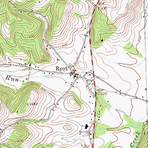 Topographic Map of Ryot, PA