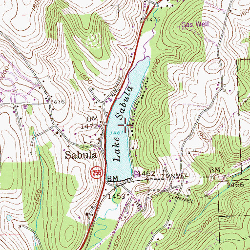 Topographic Map of Lake Sabula, PA