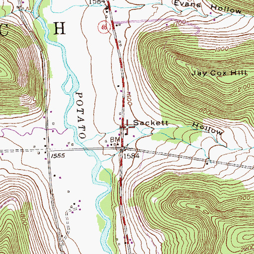 Topographic Map of Sackett Hollow, PA