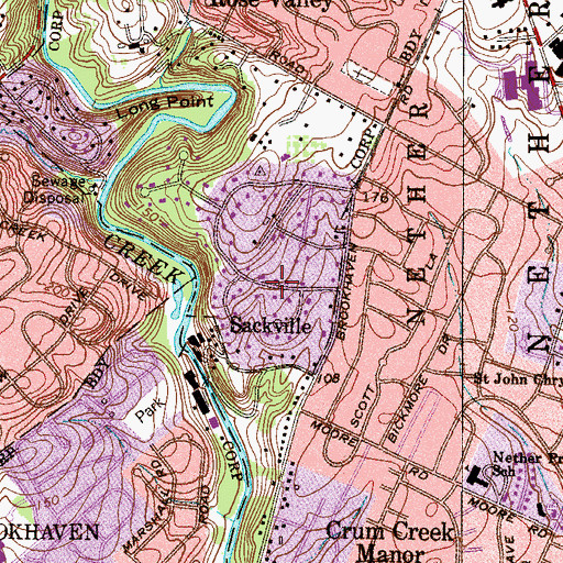 Topographic Map of Sackville, PA