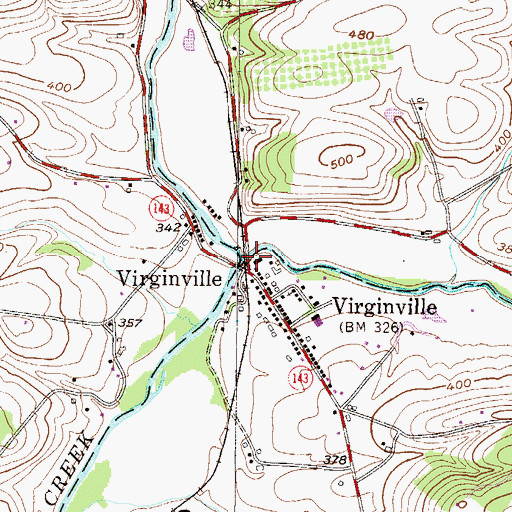 Topographic Map of Sacony Creek, PA