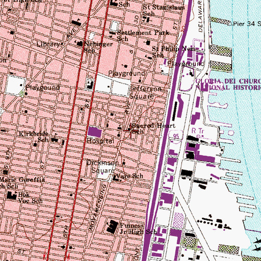 Topographic Map of Sacred Heart School, PA