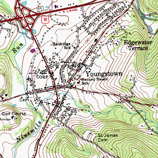 Topographic Map of Sacred Heart School, PA