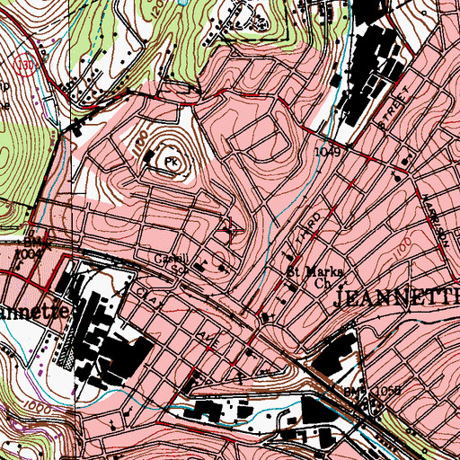 Topographic Map of Sacred Heart School, PA