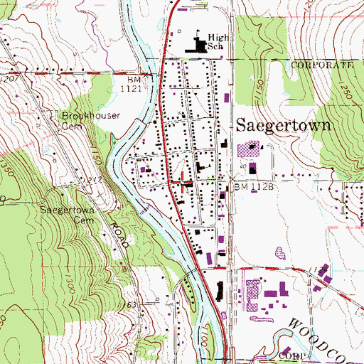 Topographic Map of Saegertown, PA