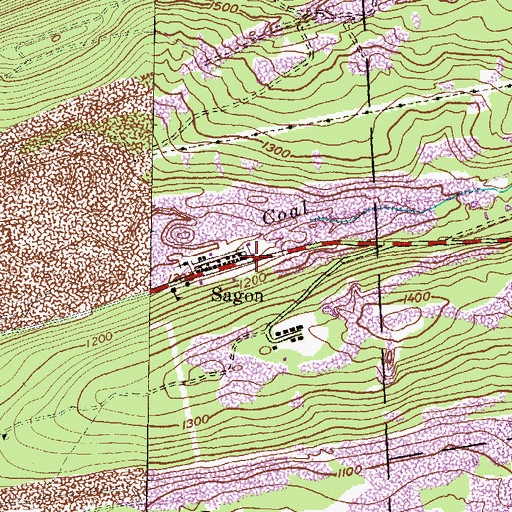 Topographic Map of Sagon, PA