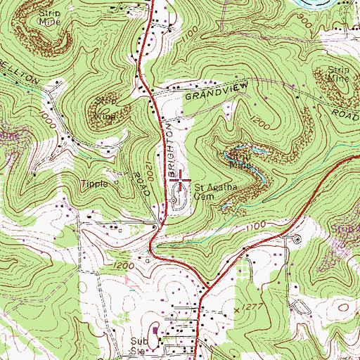 Topographic Map of Saint Agatha / Holy Redeemer Cemetery, PA