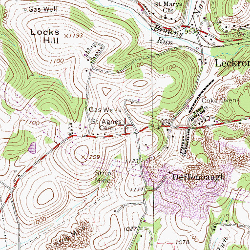 Topographic Map of Saint Agnes Cemetery, PA