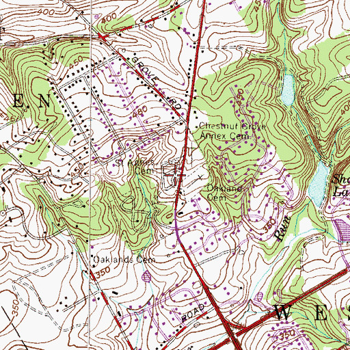 Topographic Map of Saint Agnes Cemetery, PA