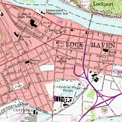 Topographic Map of Saint Agnes School, PA