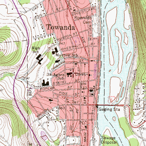 Topographic Map of Saint Agnes School, PA